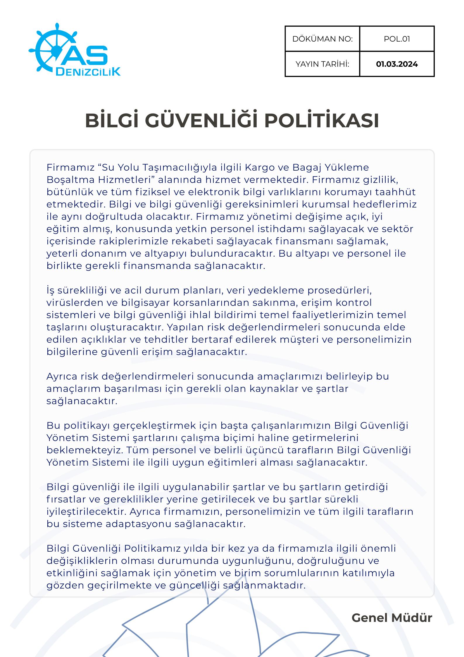 Bilgi Güvenliği Politikası
